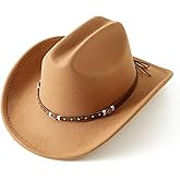 Jastore Kids Western Cowboy Hat for Kids Toddler Girls Boys Felt Fedora Cowgirl Cowboy Hat with Belt Buckle