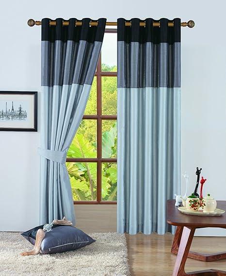 plata y negro cortina de tela material