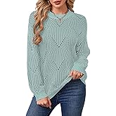 ZLIGXEA Women's Sweaters Fall 2025 Casual Long Sleeve Crewneck Cute Striped Pattern Knit Pullover Tops S-XL