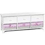 Melko Kommode 2 in 1 + Bügeltisch Bügelbrett mit Weidenkörben Weiß Grau