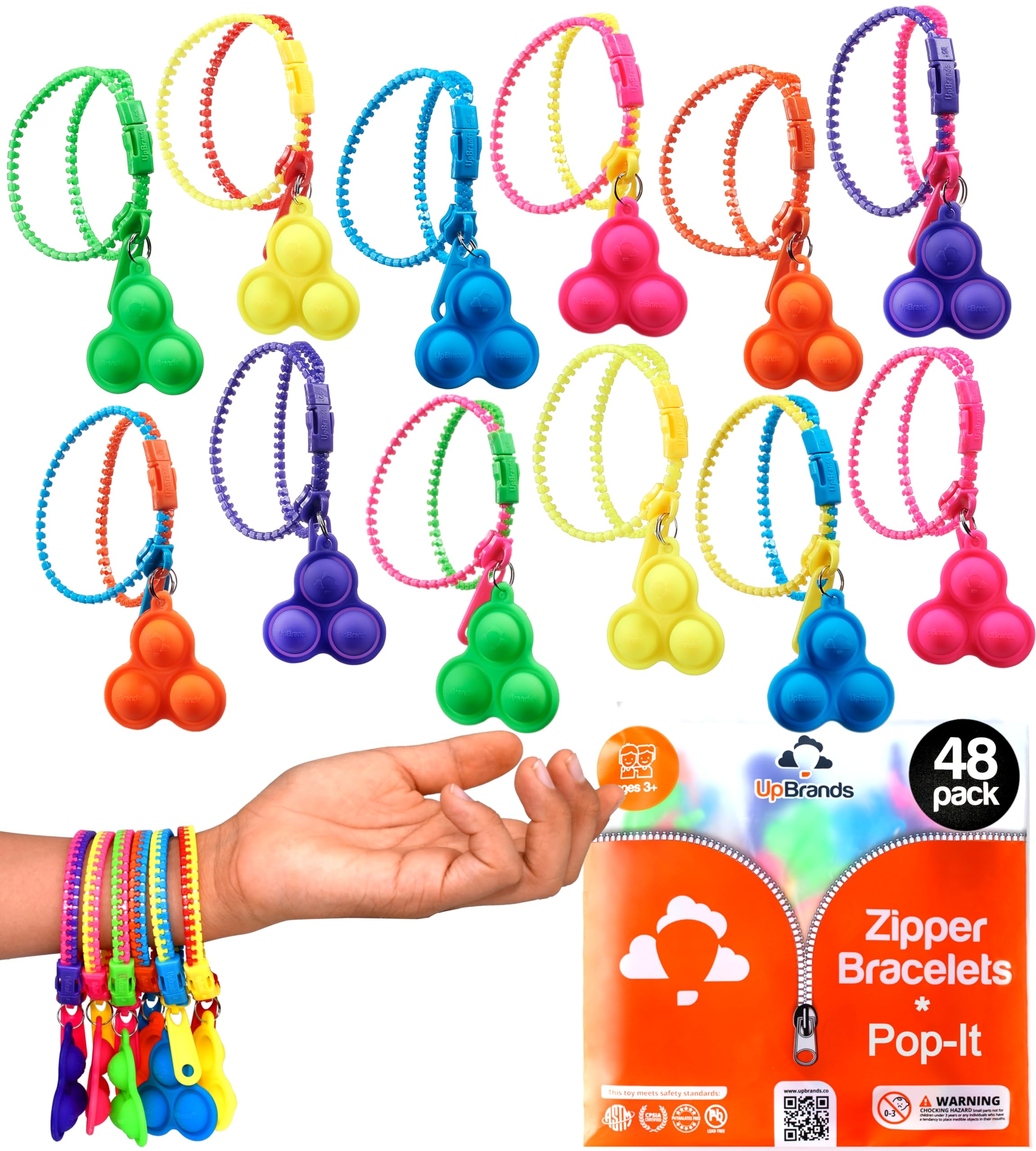 Photo 1 of UpBrands 48-Pack Valentine's Day Cards with Pop-It Zipper Bracelets - Perfect Sensory Gifts for Classroom Exchanges and Kids’ Joyful Moments