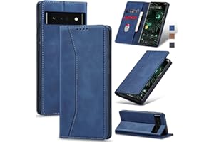 Jasonyu Flip Wallet Case for Google Pixel 6 Pro 5G,Leather Magnetic Folio Cover with Card Holder,Kickstand - TPU Shockproof Durable Protective Phone Case,Blue
