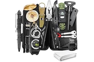 Dusor 19 in 1 Survival Kit Stocking Stuffers for Teens, Mens Gifts for Christmas, Hunting Essentials Fishing Gifts for Men Wh