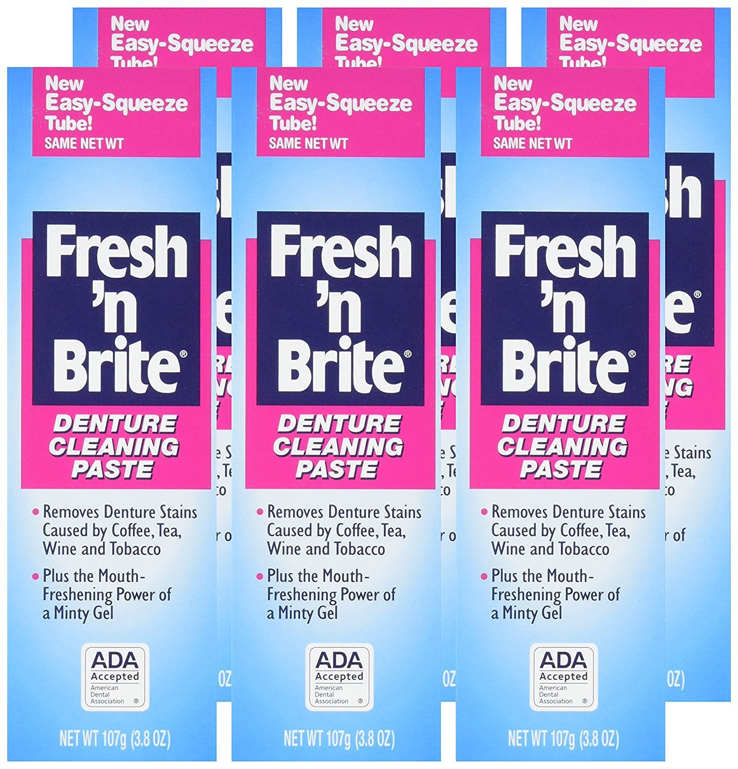Fresh 'n Brite Denture Cleaning Paste, Minty Gel, 3.8 Ounce Tube (Pack