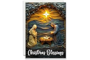 JBH Creations Nativity Blessings Religious Christmas Card - Pack of 24