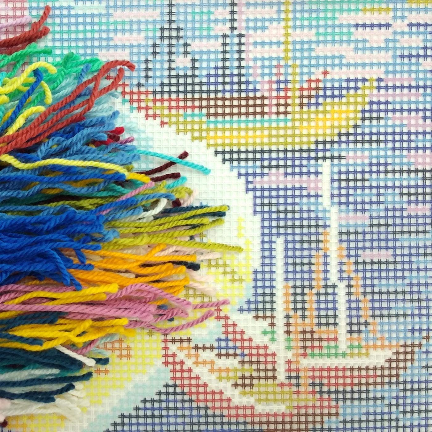 Printed Inches. 16×16 Pillow Throw Kit. Needlepoint Hamburg. Tapestry Quality European Canvas