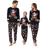 Ekouaer Family Christmas Pajamas Matching Sets Long Sleeve Couple Pjs Holiday Sleepwear Soft Loungewear with Pockets