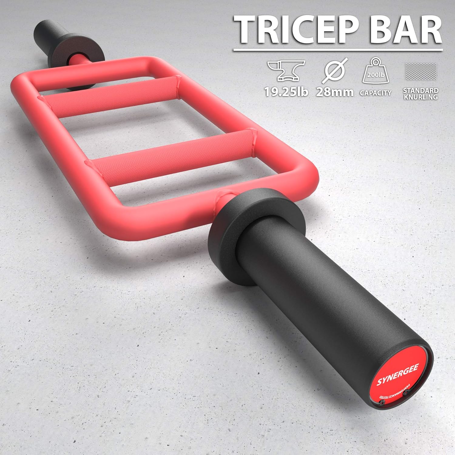 Synergee Red Tricep Bar 25 lbs fo Maximum Gains & Comfort for Extensions, Curls, Pressing Workouts – Upper Body Exercise Gear : Sports & Outdoors