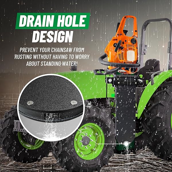LOOKFOX HEAVY-DUTY CHAINSAW HOLDER FOR TRACTOR, FITS ALL CHAINSAW SIZES, 13LB-SIDE OPEN DOOR BRACKET+SAW SCABBARD, PORTABLE&STURDY&ANTI-SHAKE, UNIVERSAL CHAINSAW MOUNT CARRIER KIT FOR ATVS/UTVS/TRUCKS