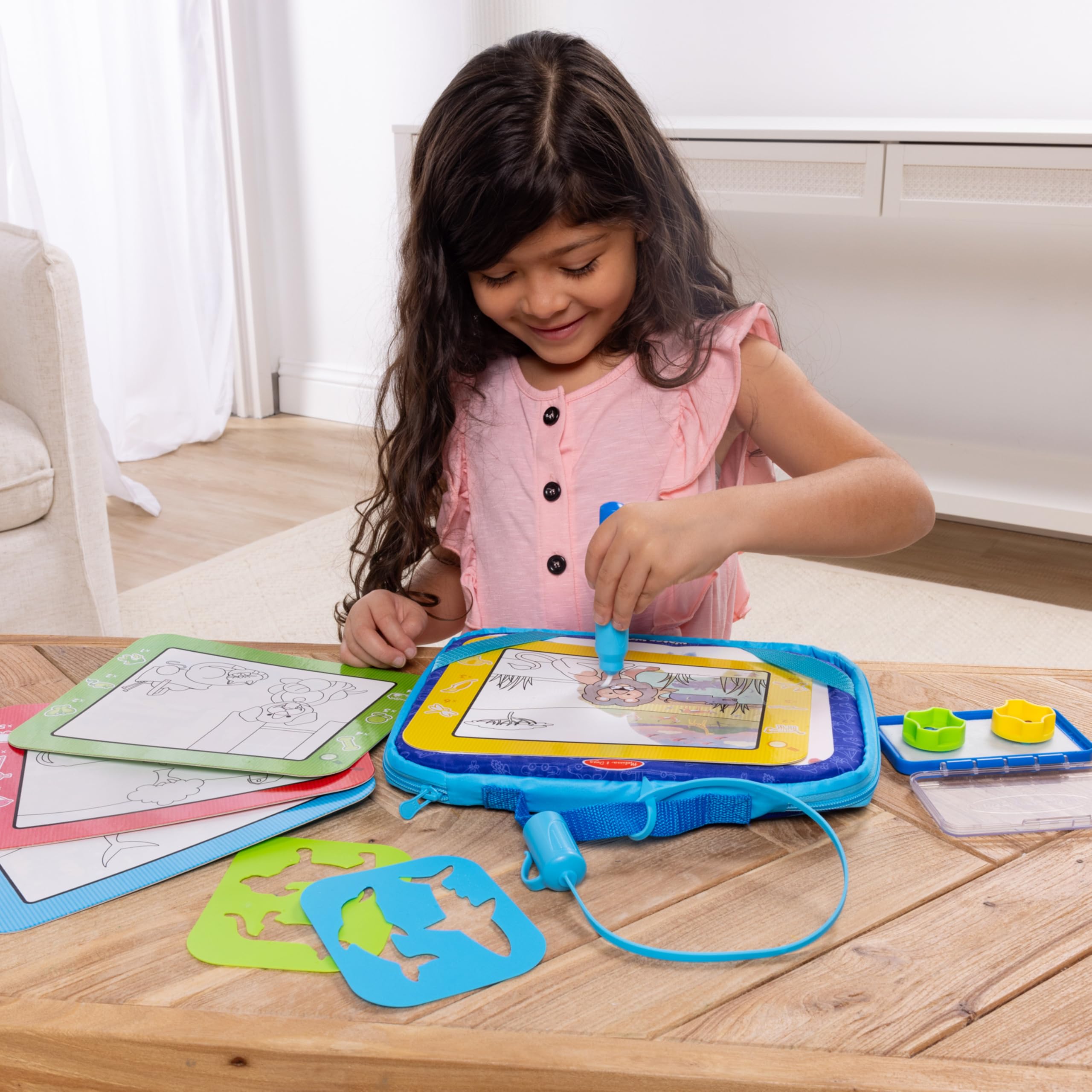 Melissa & Doug Water Wow! Take-Along Reusable Color-Reveal Drawing Set Mess-Free Multi-Activity Pad with Water PenTravel Toy for Toddlers & Kids Ages 3+