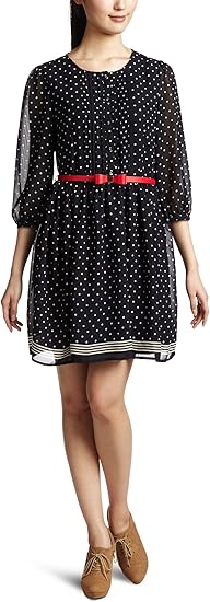 Amazon アースミュージックアンドエコロジー Earth Music Ecology マリンドットロングスリーブワンピース h 162 Navy M ワンピース チュニック 通販