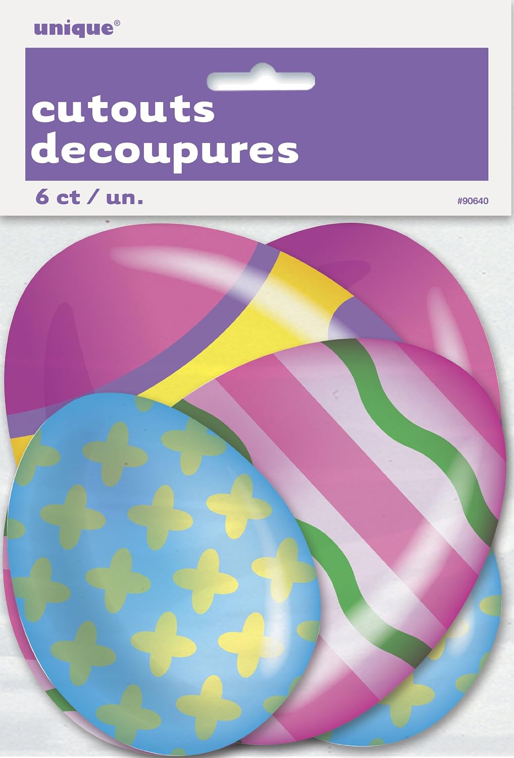 Unique Party 90640 - Paper Cut Out Easter Egg Decorations, Pack of 6, Multicolor
