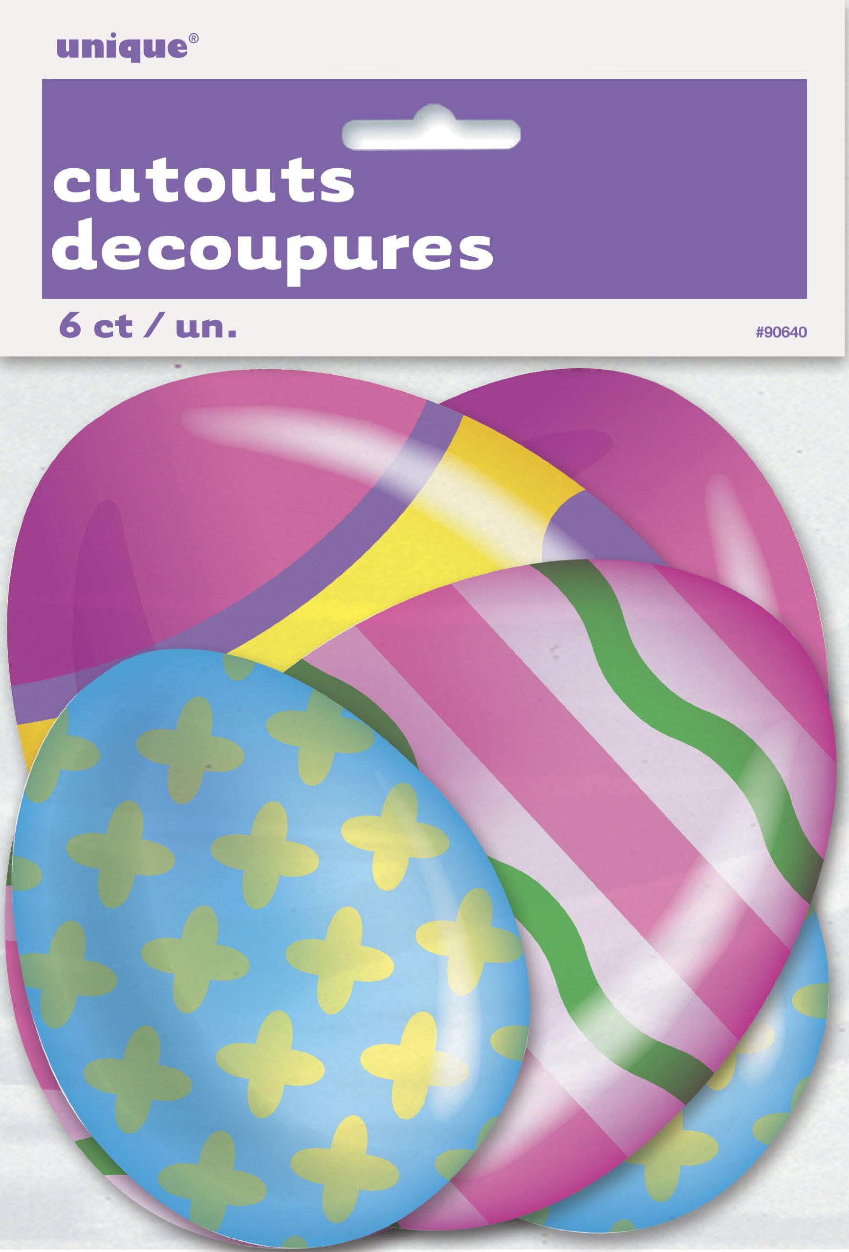 Unique Party 90640 - Paper Cut Out Easter Egg Decorations, Pack of 6