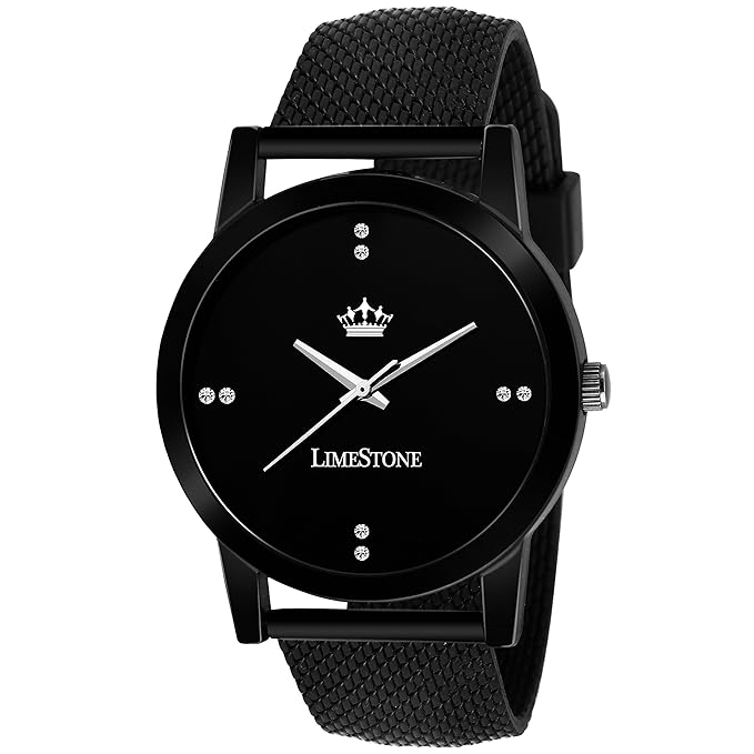 LIMESTONE Analogue Black The Wolf Series Mesh Strap Men's Watch