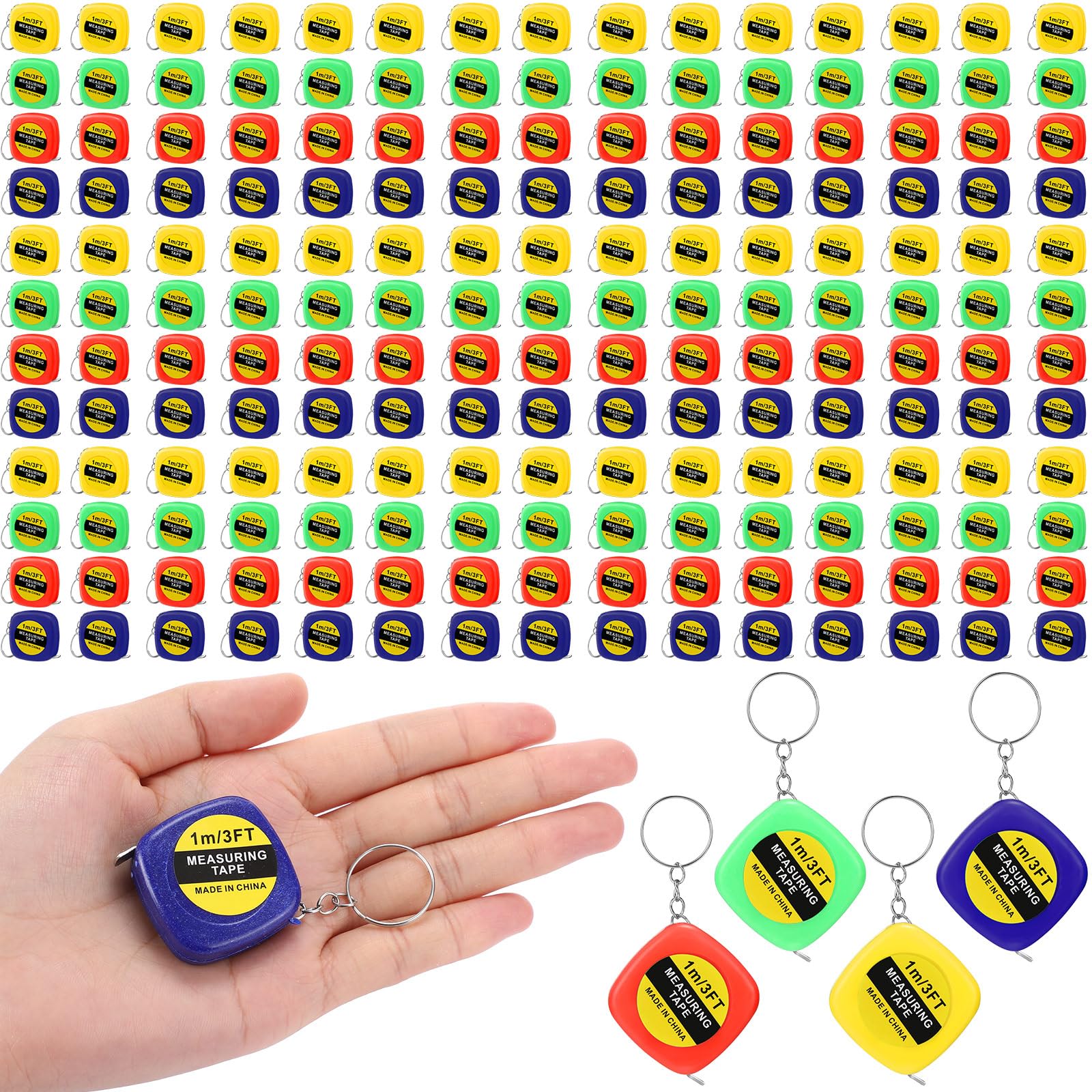 Photo 1 of Hoteam 240 Pcs Small Tape Measure Keychains 1 Meter/ 3 Ft Mini Retractable Measuring Tape Keychains Pocket Measure Bulk Portable Measurement for Construction Birthday Party Favors, 4 Colors