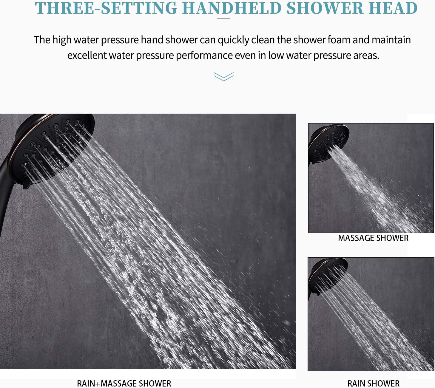 Shower System, Wall Mounted Shower Faucet Set for Bathroom with High Pressure 8" Rain Shower head and 3-Setting Handheld Shower Head Set, Oil Rubbed Bronze (Rough in Valve Included) - - 