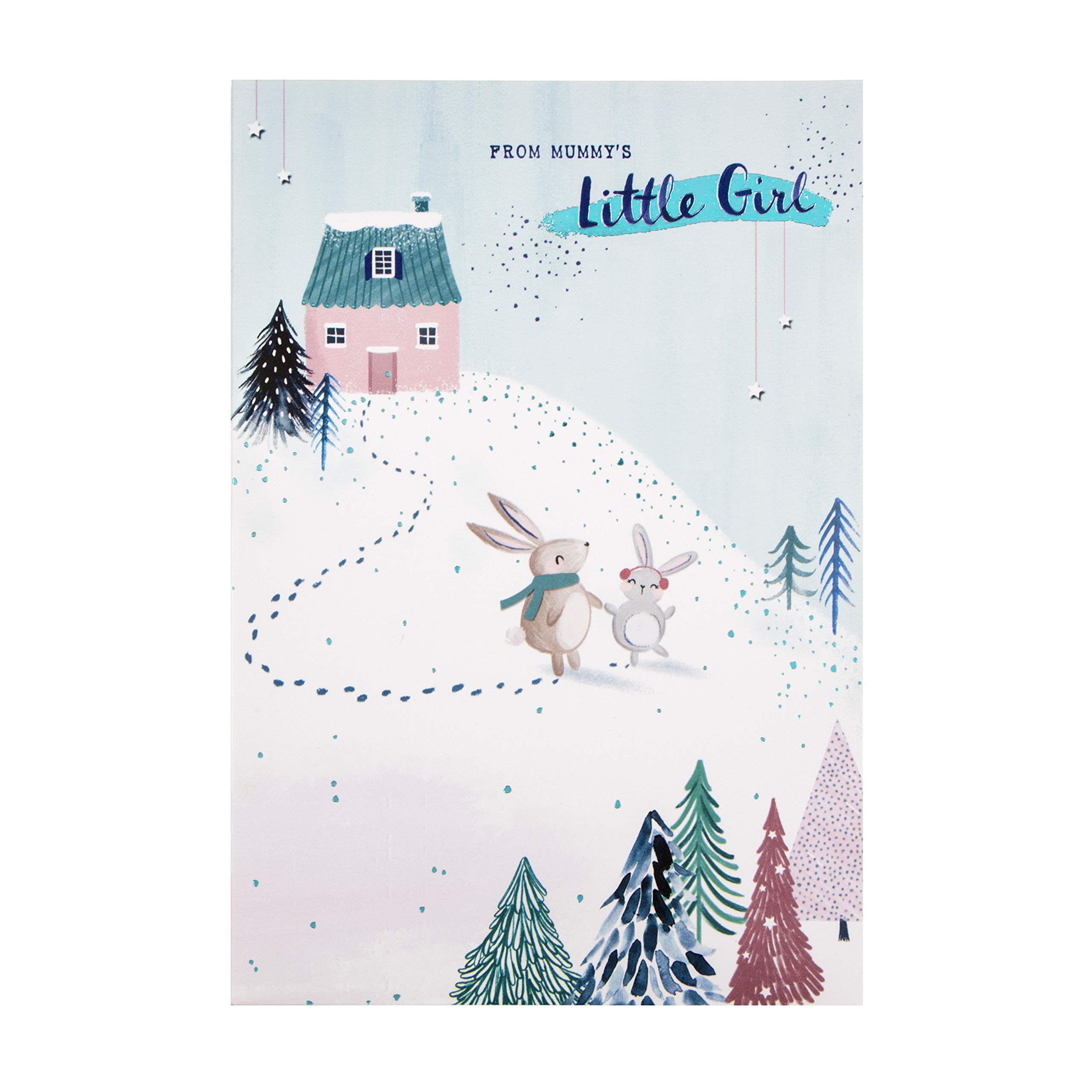 Hallmark Christmas Card for Mummy from Little Girl - Cute Illustrated Design