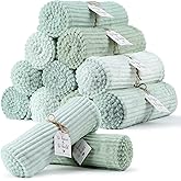 12 Pcs Sage Green Wedding Flannel Throw Blanket Bulk 50 x 60 Inch with to Have to Hold Card Striped Ribbed Soft Throw Blanket Lightweight Blankets for All Seasons Wedding Gifts Sofa Room(Sage Green)
