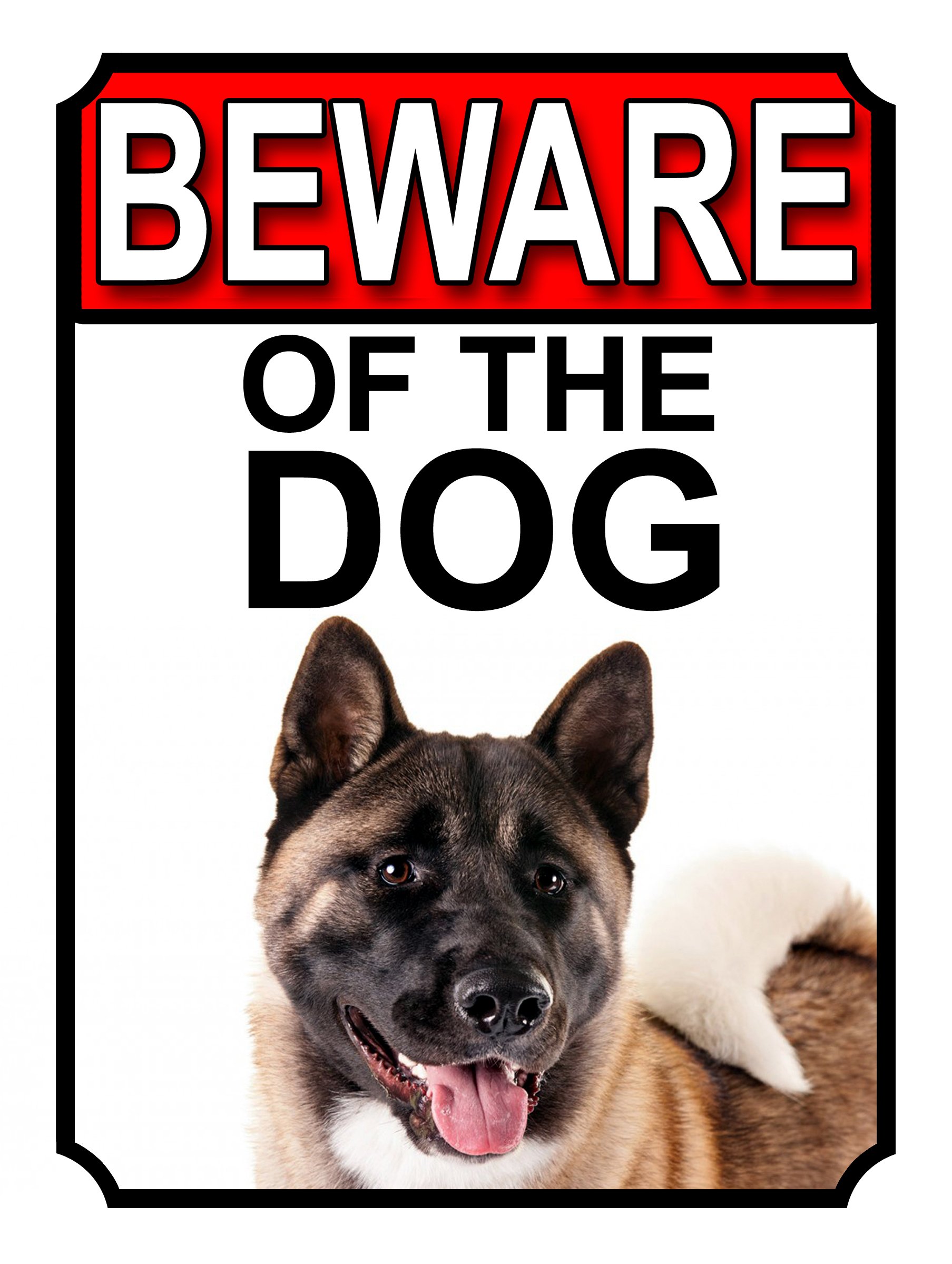 Shawprint Limited BEWARE OF THE DOG METAL GATE SIGN AKITA 200MM X 150MM (1100H1)