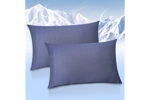 Ailemei Direct Cooling Pillowcase, Queen Size, Blue Jeans, Double Sided, Japanese Icy-Jade Fiber, Hidden Zipper, Breathable, Moisture-Wicking, Easy to Clean, Machine and Hand Washable