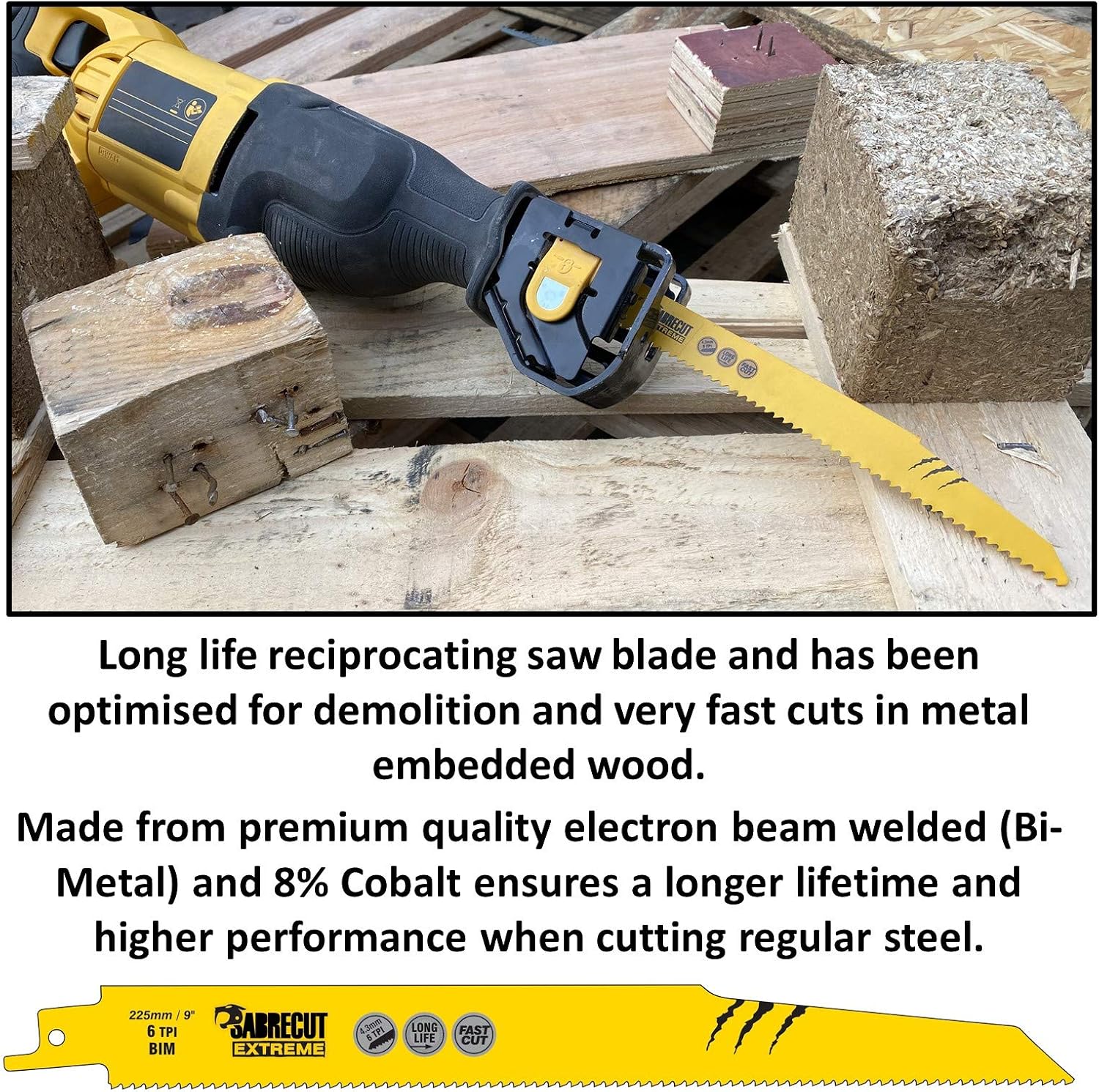 2 x SabreCut SCRSK2DF 150mm 225mm 6 TPI S610DF S1110DF Fast Wood and Metal Cutting Reciprocating Sabre Saw Blades - Image 4