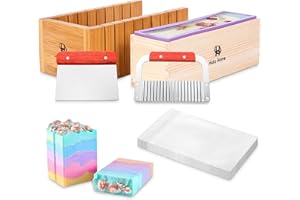 Hula Home Premium Soap Making Kit - 44oz Purple Silicone Mold with Wooden Box, Cutter, Measuring Tools and 100 Bags - Ideal for Adults, Melt and Pour or Cold Process Soap