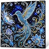Plman Hummingbird Pearl Diamond Painting Art Kit for Adults, 12in | Wooden, Large Size, with Pen, Tray, Wax, Full Drill Painting for Beginner, Craft for Bird Lovers, for Bedroom, Desk & Wall