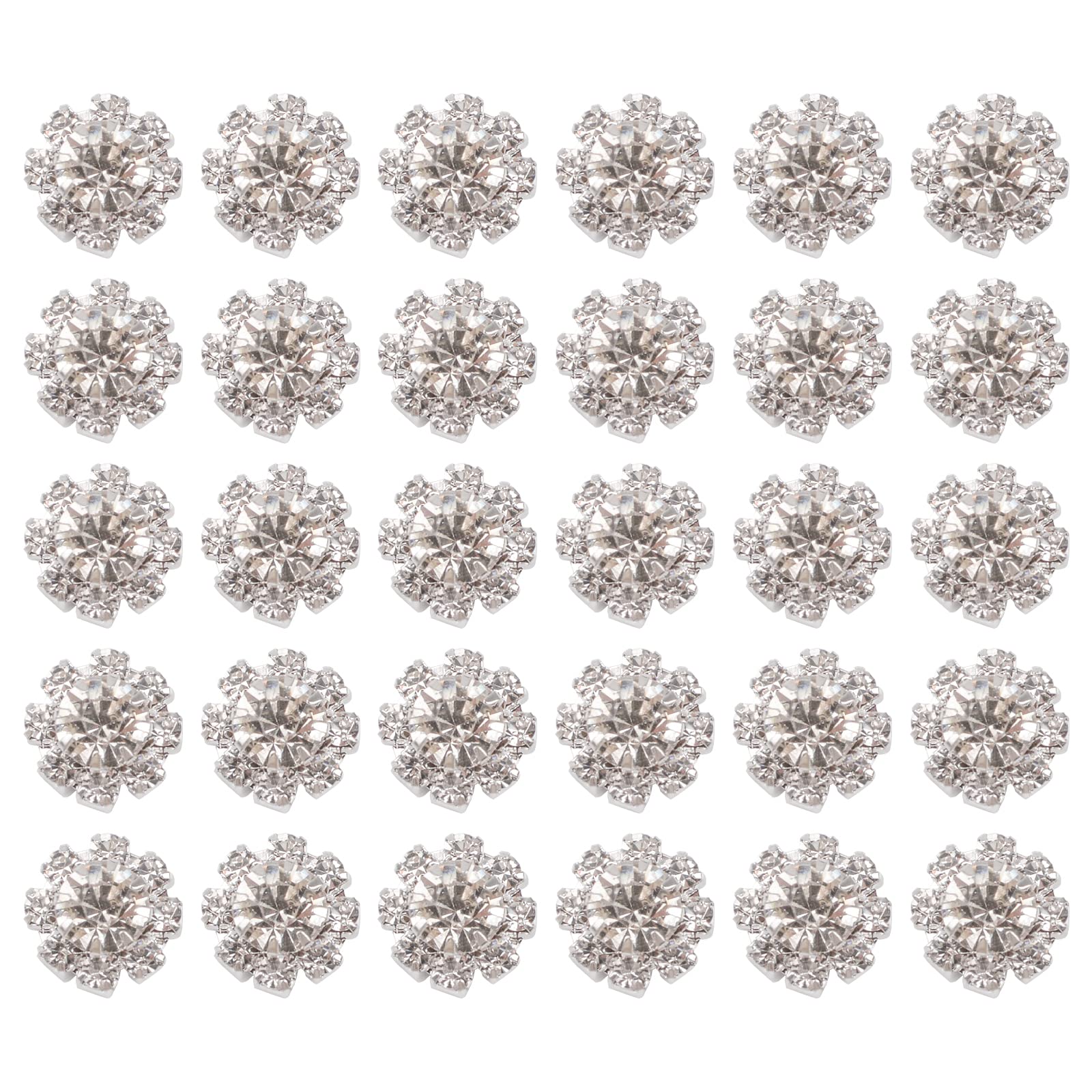 URROMA Clear Rhinestones Buttons Embellishments, 60 Pcs Flower-Shaped Rhinestones for Crafts Flatback Crystal Rhinestone Buttons for Sewing DIY
