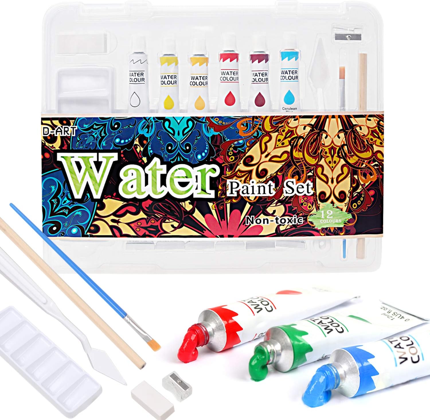 12 Color Water Paint SetArt Paint Kit with Paint Brush
