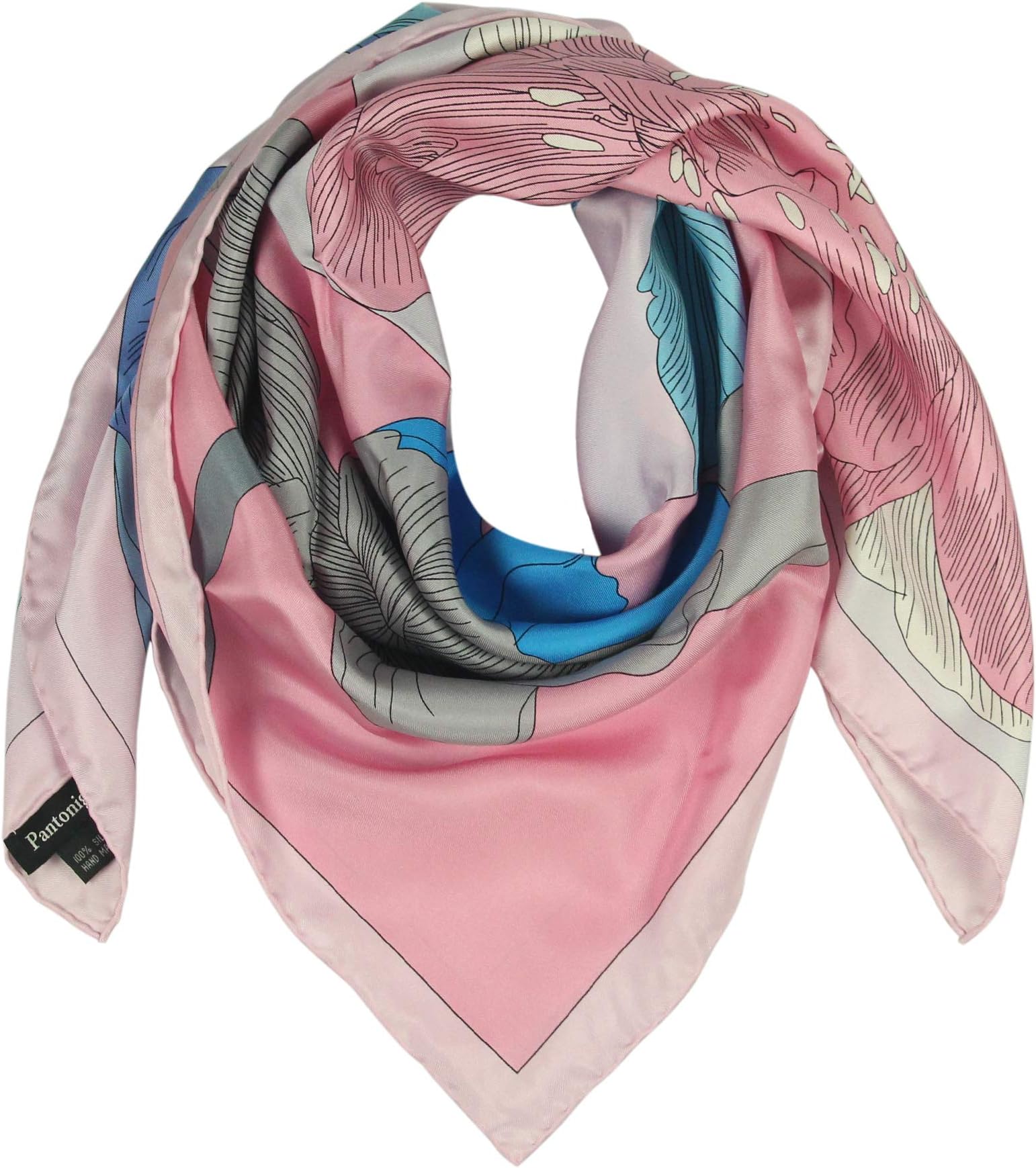 Silk Scarf Square Scarf for Hair Women-Pantonight 100% Pure Silk 14MM Hand Rolling Edge Silk Twill Scarf for Women