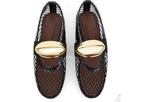 AMINUGAL Mesh Ballet Flats Shoes for Women Fashion Round Toe Fishnet Flats for Women Buckle Strap Mary Jane Shoes Women Comfy Casual Office Daily Dress Ballerina Shoes