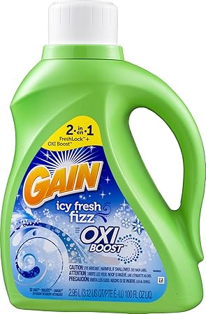 Gain HE Detergente líquido para lavandería con agua fría limpia ...