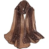 Floerns Women's Sequin Bandana Square Scarf Silk Scarves Mesh Shawl and Wrap for Evening Dresses