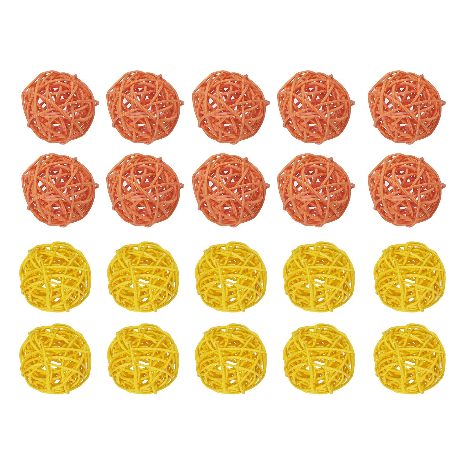 Uxcell Set of 20 Pcs Wicker Rattan Balls 1.6 Inch Rattan Decorative Balls for Centerpiece Bowls Vase Fillers Home Decor Yellow,Orange
