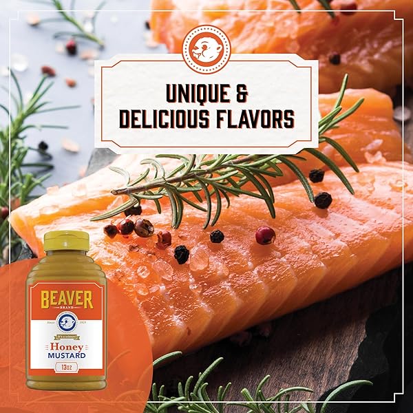 BEAVER BRAND SWEET HONEY MUSTARD, 13OZ, SWEET MUSTARD FOR DIPPING, SPREADS & MARINADES