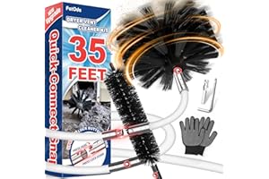 PetOde 35 Feet Dryer Vent Cleaner Kit, Lint Remover, Upgraded Flexible Quick-Snap Brush with Drill Attachment, Extends Up to 35 FEET for Easy Cleaning, Cleaning Tools Use with/Without a Power Drill