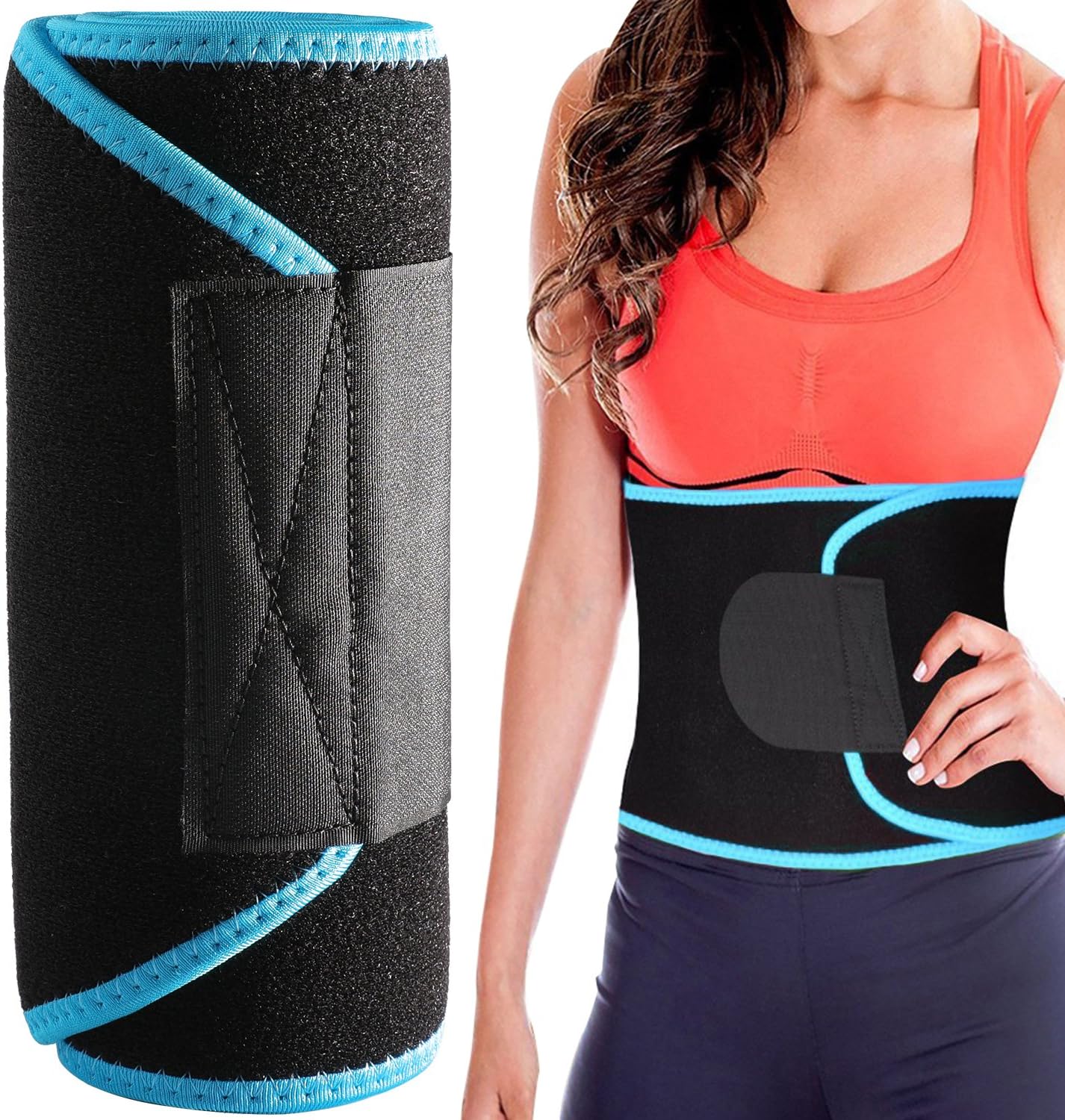 COOLYOUTH Waist Trainer, Exercise Band Abdominal Sweat Wrap Adjustable, Loss Weight Fat Burn Cincher Belt, Slim Body-Shape Belly Band, Back Brace and Lumbar Support in Workout