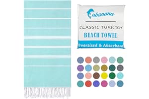 cabanana Turkish Beach Towel Oversized - 40"x70" Quick Dry Sand Free Thin Beach Towels for Adults,Extra Large Cotton Lightweigh Travel Towel for Beach Accessories (New Aqua)