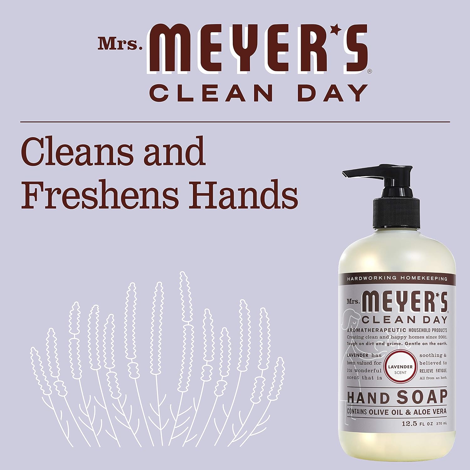 Mrs. Meyer's Clean Day Liquid Hand Soap, Cruelty Free and Biodegradable Formula, Lavender Scent, 12.5 Oz- Pack of 3: Health & Personal Care