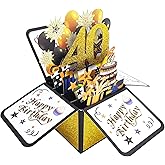 Asmallgf Happy 40th Birthday Pop-up Card for Mom Dad, Cool Splendid Forty Bday 3D Greeting Card for Husband Wife, Best 40 Year Old Birthday Gift Ideas for Men Women