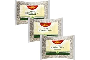 AREPAS LA MEJOR White Hominy Corn Dried Whole Kernel Hominy for Pozole and Arepas Non GMO Gluten Free No Additives Natural Flavor High Fiber Vegan Essential Ingredient for Latin Recipes (Pack 3)