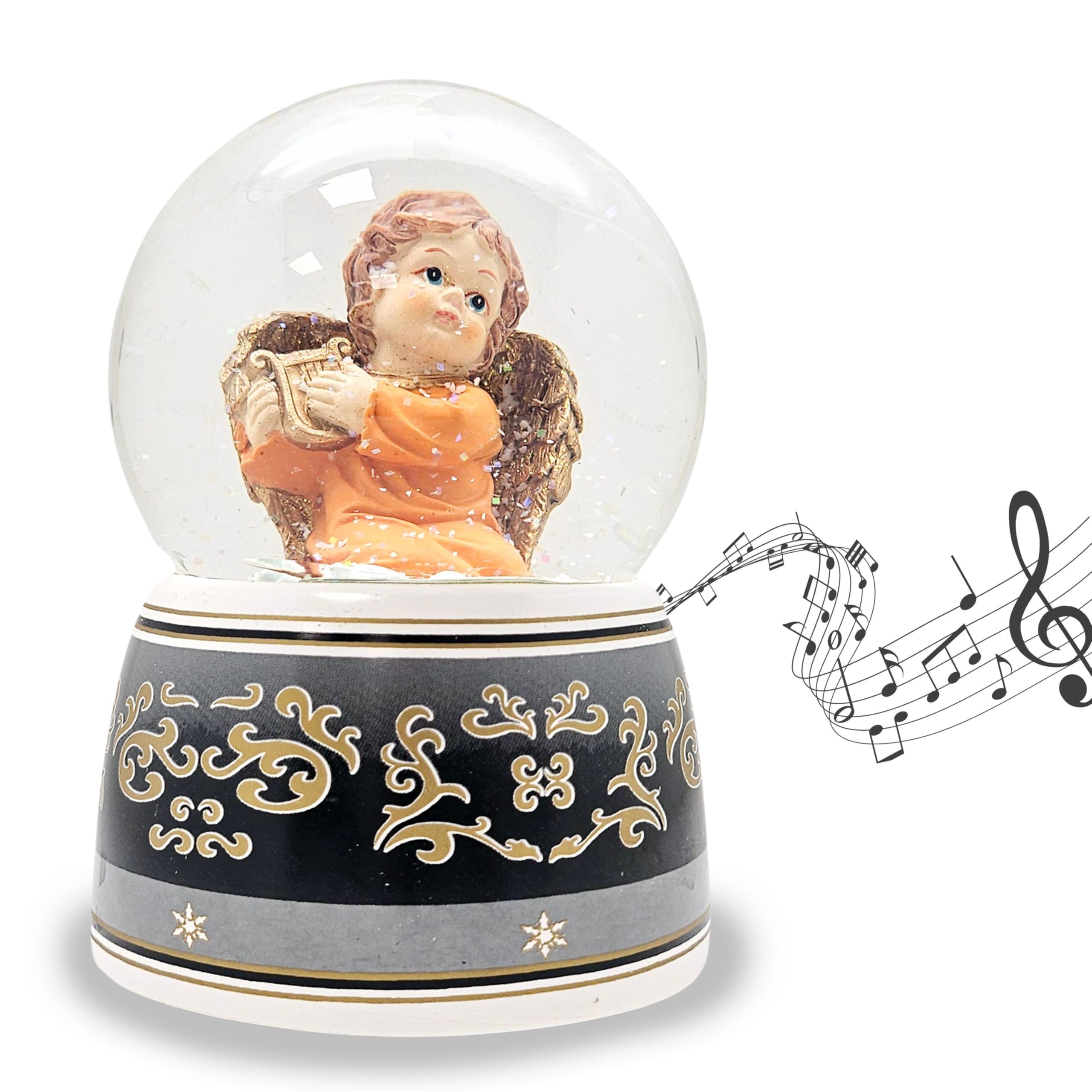 20038 Snow Globe angel with music box 140mm height
