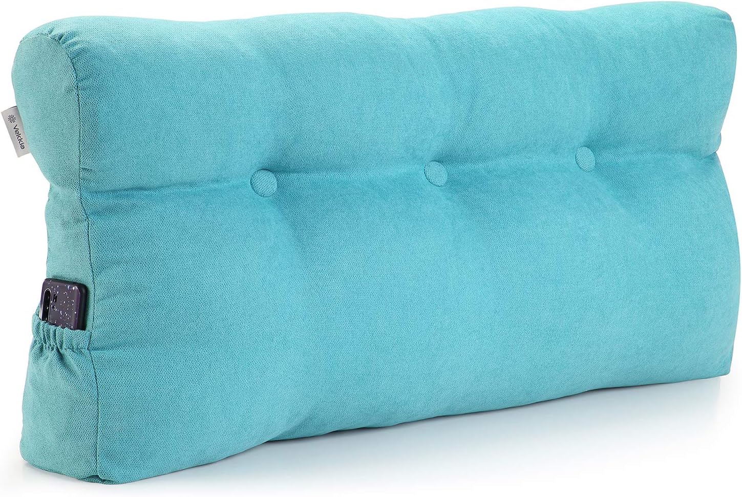 Vekkia Large Triangular Bed Rest Positioning Support Pillow for Reading in Bed, Perfect Bolster Lumbar Cushion for Day Bed & Bunk Bed, Wedge Headboard Pillow with Removable Cover Blue （Twin）: Home & Kitchen
