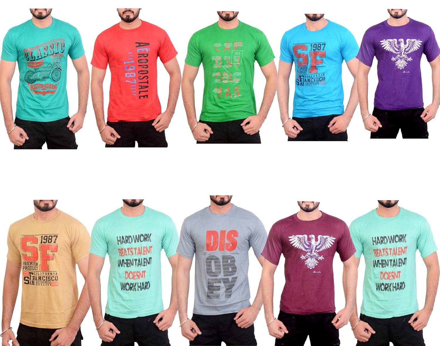 krystle men's cotton t-shirt (pack of 10) (kry-prnted-tshrts-po10_multicolor)