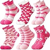 Zddaoole 6 Pair Fuzzy Socks for Women, Valentines Day Gifts for Her, Warm Cozy Fluffy Plush Slipper Socks, Soft Thick Winter Sleeping Socks, Valentines Stocking Stuffers
