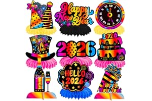 UMONI Happy New Year Party Supplies New Year Theme Honeycomb Centerpieces 12PCS Hello 2026 Table Decorations New Year's Eve Decor for 2026 New Years Holiday Party Supplies
