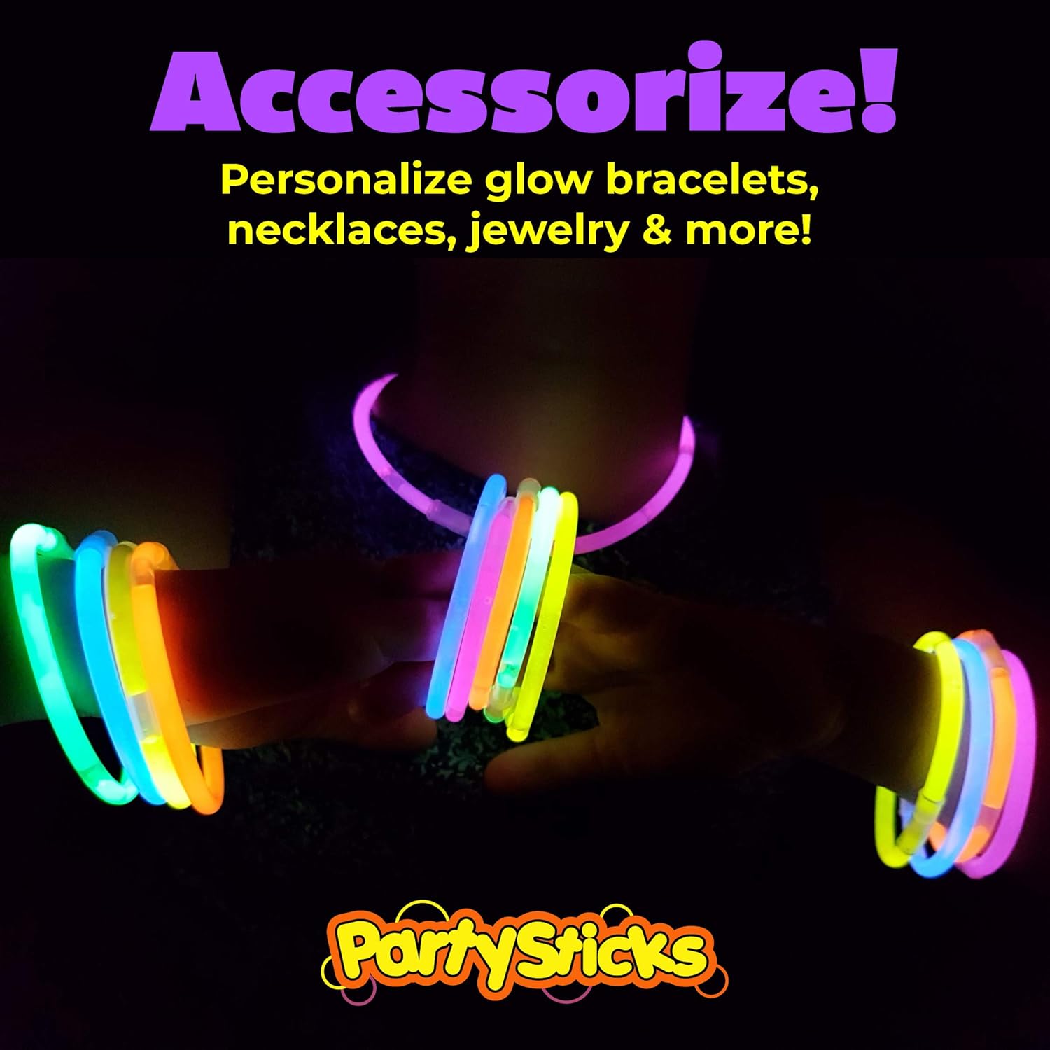 PartySticks Moondance Glow Sticks and Connectors - 40pk Party Decorations Glow in The Dark Party Favors with 16 Glow Sticks, 24 Connectors for Light Up Glasses, Glow Necklaces, Glow Bracelets: Toys & Games