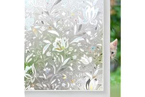 Niviy Window Film Floral Stained Glass Window Privacy Film 17.7 x 78.7 inches Front Door Decorative Glass Privacy Film Removable Static Cling Anti-UV Window Cling