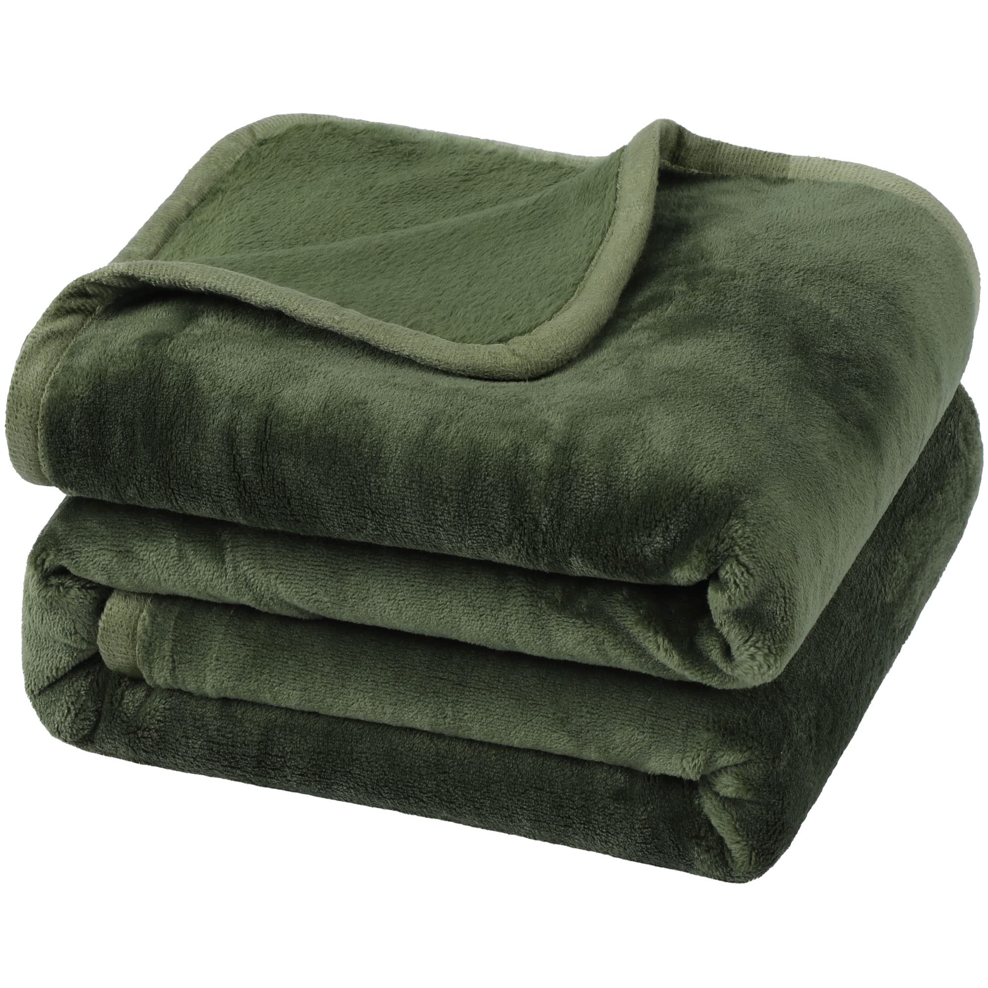 PiccoCasa Flannel Fleece Blanket Soft Lightweight Warm Fuzzy Blanket for All-Seasons, Luxury Comfy Decorative for Couch Living Room Fern Green Single (130 x 150cm) — image 1