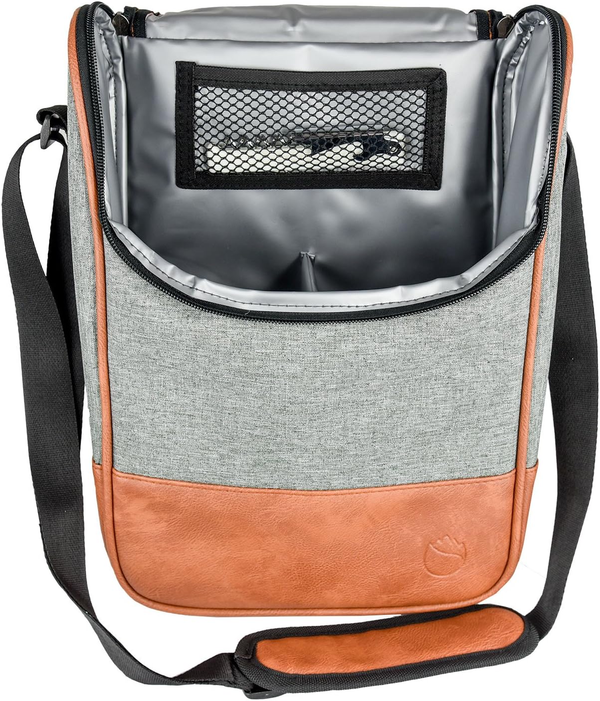 Frehore Wine Leather Tote Cooler Insulated Bag, Luxury 2 Bottle Carrier Design for Lunch/Travel - Image 5